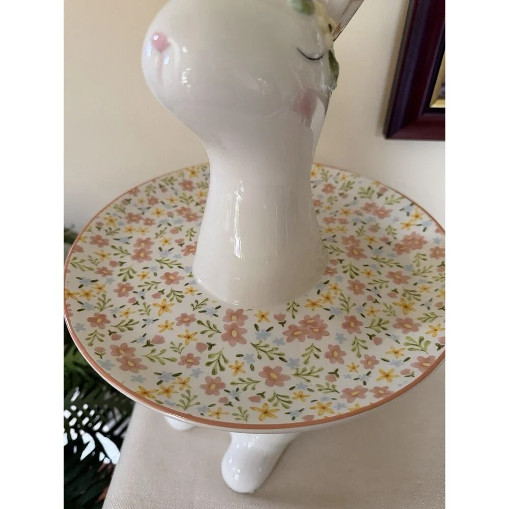 MacKenzie-Childs Posie Patch Rabbit Sweet Stand NEW   In Box